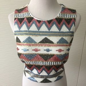 Bebe Sequin Tribal Top